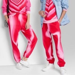 Red/Pink Swirl High-Rise Fleece Sweatpants